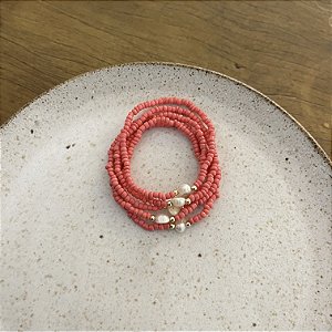Kit de Pulseiras Salmão com Pérola