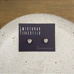 Brinco Coração de Zircônia - Dourado