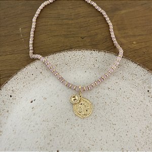 Colar Pedra Natural - São Bento - Rosa