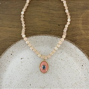 Colar Pedra Natural - Eleonora - Salmão