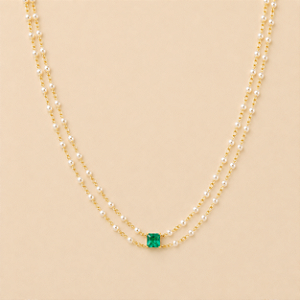 Choker Dupla de Pérolas e Paraíba Verde