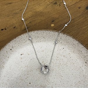 Colar Cristal Redondo - Ródio