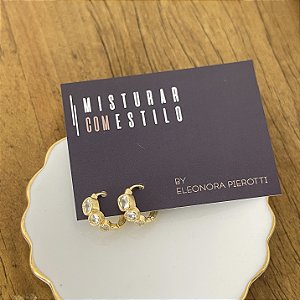 Argola Betina Três Zircônias - P