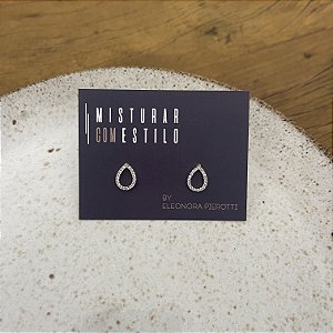 Brinco Mini Gota Cravejada de Zircônia