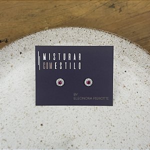 Brinco Pavê com Pink Rubi