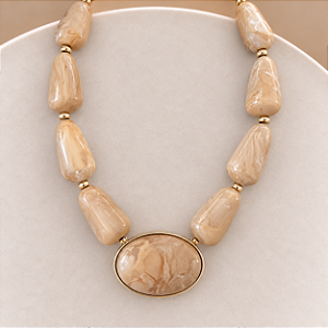 Colar Boho Pedras Max - Bege