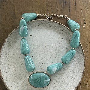 Colar Boho Pedras Max - Verde Aqua