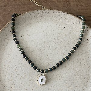 Colar Pedras Naturais Ibiza - Fendi -  G - Pingente