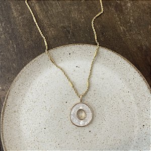 Colar Disco Vazado Pérolado