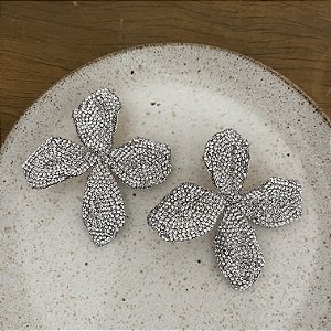 Brinco Festa Flor Brilho - Dourado