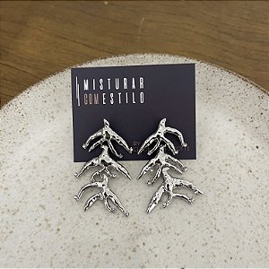 Brinco Mar Coral com Zircônias - Ródio