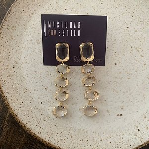 Brinco Fantasy Cinco pedras - Cristal