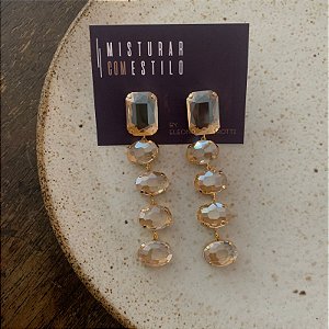 Brinco Fantasy Cinco pedras - Âmbar