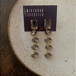 Brinco Fantasy Cinco pedras - Fumê