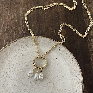 Colar Três Pérolas Barrocas - Longo