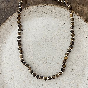 Colar Pedras Naturais - M - Olho de Tigre