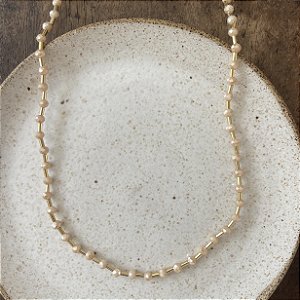 Colar Cristais e Canutilhos - Nude