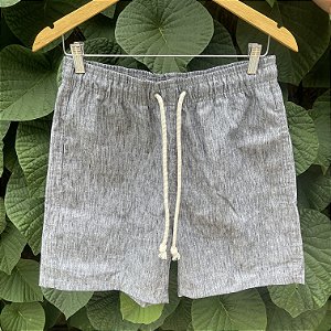 Short - Linho Preto Rajado