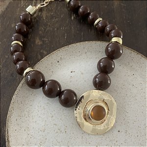 Colar Boho Disco - Café