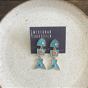 Brinco Peixe Esmaltado - Dourado