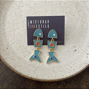 Brinco Peixe Esmaltado - Dourado