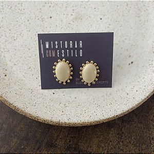 Brinco Aurora Resina Oval - P - Areia