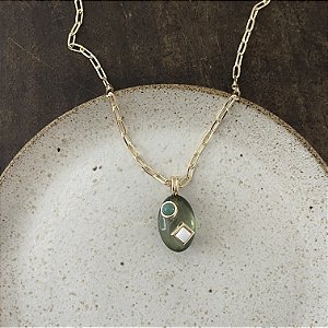Colar Corrente Cartier Pingente - Verde