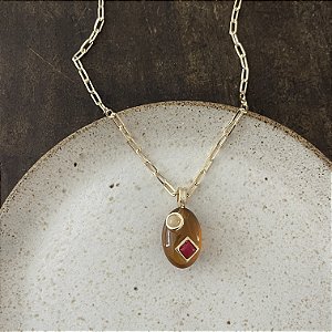 Colar Corrente Cartier Pingente Orla - Âmbar