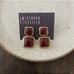 Brinco Orla Pedra Quadrada - Marsala