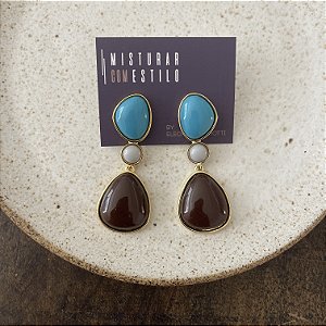 Brinco Orla Pedras Orgânica - Turquesa
