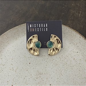 Brinco Orla Meia Chapa Martelada - Esmeralda