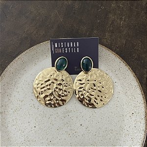 Brinco Orla Chapa Martelada - Esmeralda
