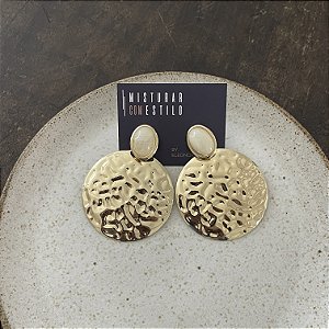 Brinco Orla Chapa Martelada - Marfim