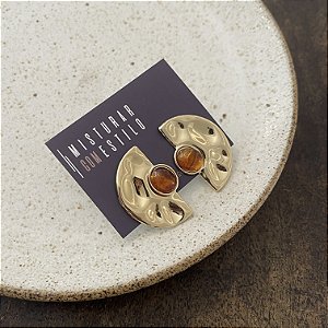 Brinco Orla Meia Chapa Martelada - Tartaruga