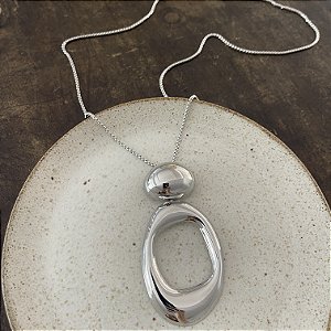 Colar Orla Longo Vazado - Ródio