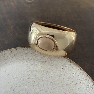 Bracelete Orla Largo com Pedra - Areia