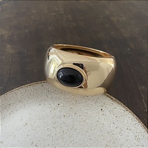 Bracelete Orla Largo com Pedra - Preto