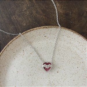 Colar Imaculado Coração - Rubi - Ródio
