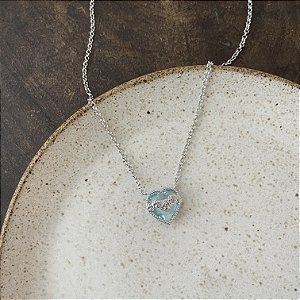 Colar Imaculado Coração - Áqua - Ródio