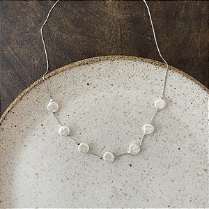 Colar Pérola Chata - P - Ródio