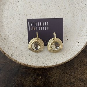 Brinco Petra Redondo - Citrino - Dourado - Fosco