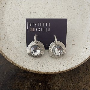 Brinco Petra Redondo - Cristal - Ródio - Fosco