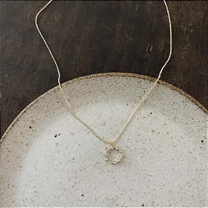 Colar Mini Circulo Zircônias - Dourado