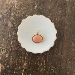 Pingente Oval de Resina - Salmão