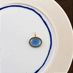 Pingente Oval de Resina - Azul Semi-Transparente