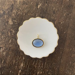 Pingente Oval de Resina - Azul Semi-Transparente