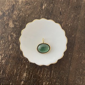 Pingente Oval de Resina - Verde Semi-Transparente