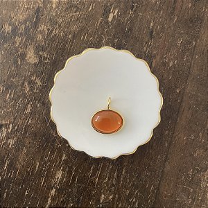Pingente Oval de Resina - Laranja Semi-Transparente
