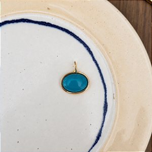 Pingente Oval de Resina - Turquesa