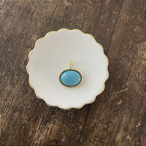 Pingente Oval de Resina - Turquesa